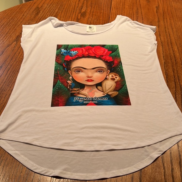 Graphic T-shirt With Freida And A Monkey Says Playa De Carmen Size XL - Picture 6 of 8
